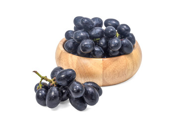 Black grapes with white background