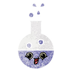 retro illustration style cartoon test tube