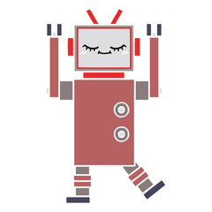 flat color retro cartoon robot