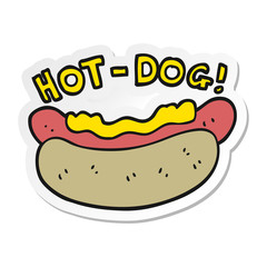 sticker of a cartoon hotdog
