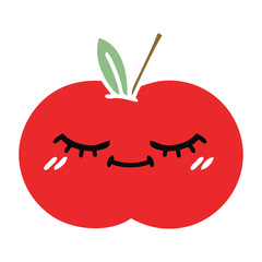 flat color retro cartoon red apple