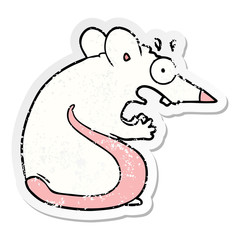 distressed sticker of a cartoon frightened mouse