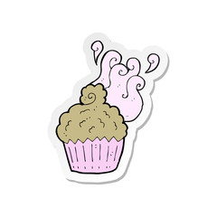 sticker of a cartoon cupcake