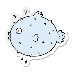 sticker of a cartoon puffer fish