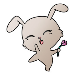 gradient cartoon of cute kawaii bunny