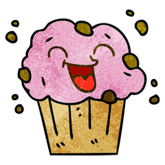 quirky hand drawn cartoon happy muffin