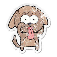 distressed sticker of a cute cartoon dog