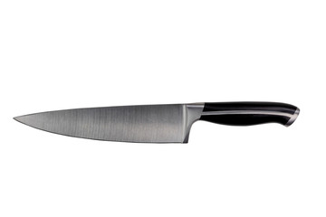 New steel kitchen knife isolated on pure white background