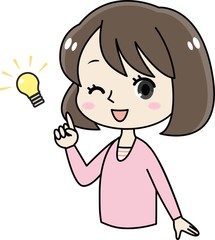 指差しする若いかわいい女性/女の子