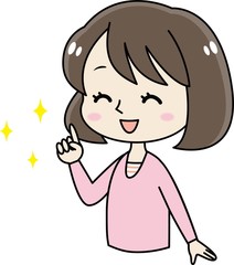 指差しする若いかわいい女性/女の子