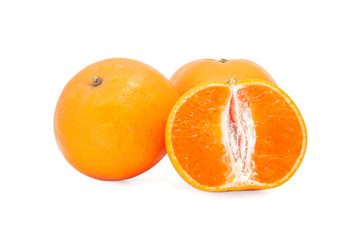 Orange fruit closeup isolated on white background