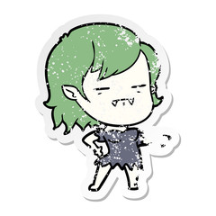 distressed sticker of a cartoon undead vampire girl