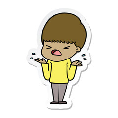 sticker of a cartoon stressed man