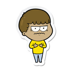 sticker of a cartoon annoyed man