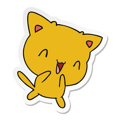 sticker cartoon of cute kawaii cat