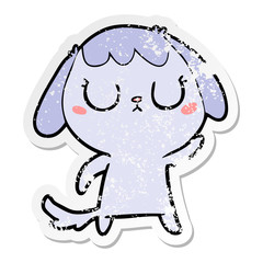 distressed sticker of a cute cartoon dog
