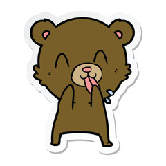 sticker of a rude cartoon bear