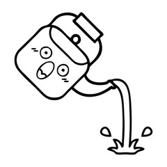 line drawing cartoon pouring kettle