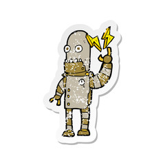 retro distressed sticker of a cartoon old robot