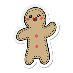 sticker of a cartoon gingerbread man