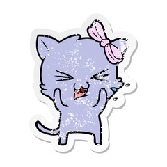 Fototapeta premium distressed sticker of a cartoon cat