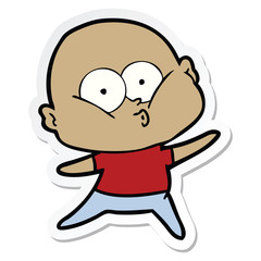 sticker of a cartoon bald man staring