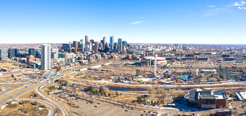 Denver City Skyline Panoramic Aerial Landscape