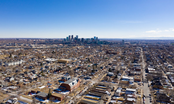 Denver CO Downtown Skyline Aerial View © CascadeCreatives