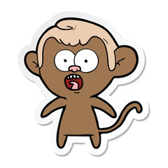 sticker of a cartoon shocked monkey