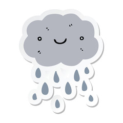 sticker of a cute cartoon cloud