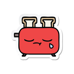 sticker of a cute cartoon of a toaster