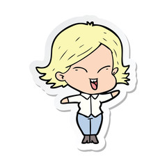 sticker of a happy cartoon girl