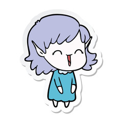 sticker of a cartoon elf girl
