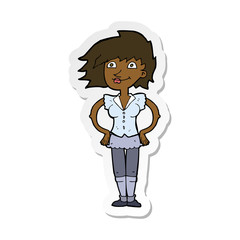 sticker of a cartoon woman with hands on hips