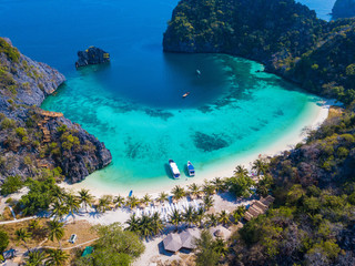 25 February 2019-Myanmar::Aerial view of Horse shoe island