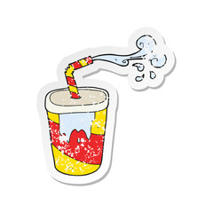 retro distressed sticker of a cartoon soda
