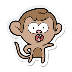 Obraz premium sticker of a cartoon shocked monkey