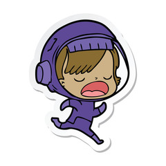 sticker of a cartoon running astronaut