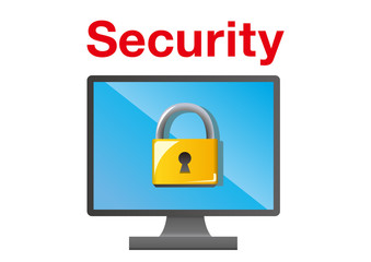 フラットデザインのパソコンのイラストとインターネットイメージ