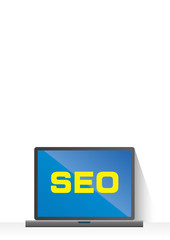 フラットデザインのパソコンのイラストとインターネットイメージ