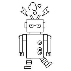 line drawing cartoon malfunctioning robot