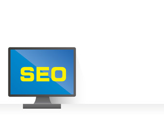 フラットデザインのパソコンのイラストとインターネットイメージ