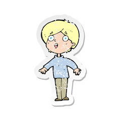retro distressed sticker of a cartoon surprised man