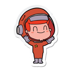 sticker of a happy cartoon astronaut man