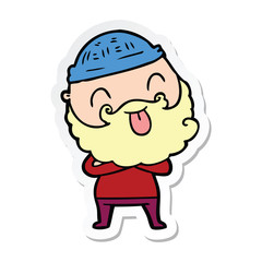 sticker of a man with beard sticking out tongue