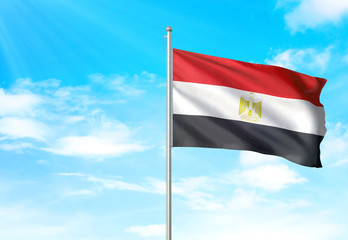 Fototapeta na wymiar Egypt flag waving sky background 3D illustration