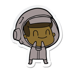 Obraz premium sticker of a happy cartoon astronaut