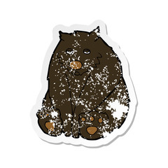 retro distressed sticker of a cartoon unhappy black bear