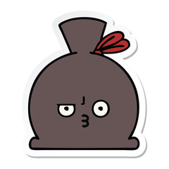 sticker of a cute cartoon sack
