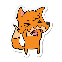 sticker of a angry cartoon fox